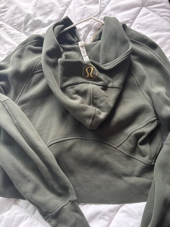 lululemon athletica Olive Green Half-Zip Hoodie with Gold Detailing Zipper XS/S - Picture 2 of 3